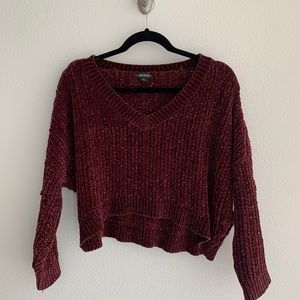 COPY - Wild Fable burgundy chenille cropped sweater